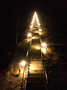 Jacobs's Ladder lit up at night